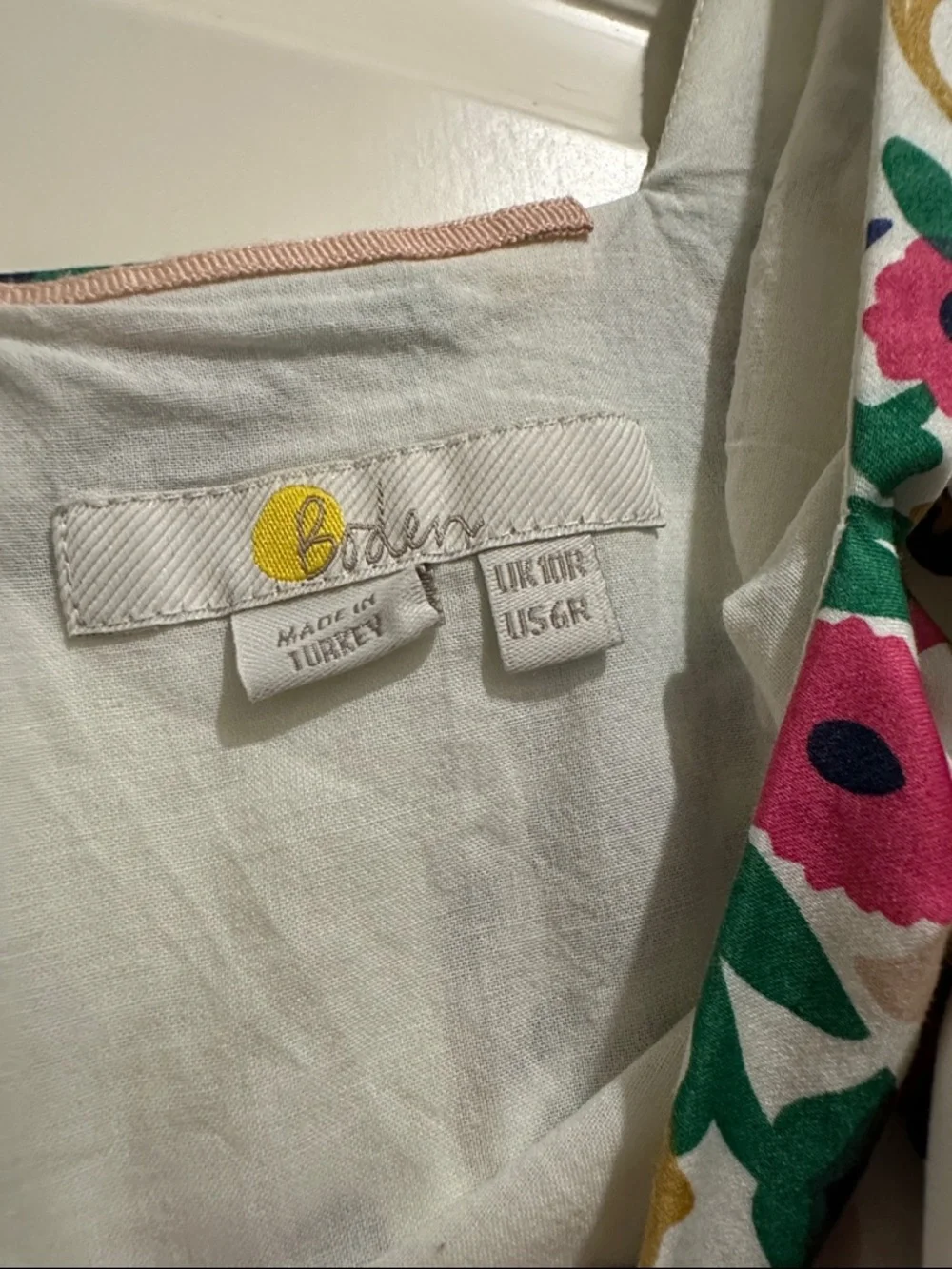 Boden Cream Floral Print Dress - Picture 5 of 6